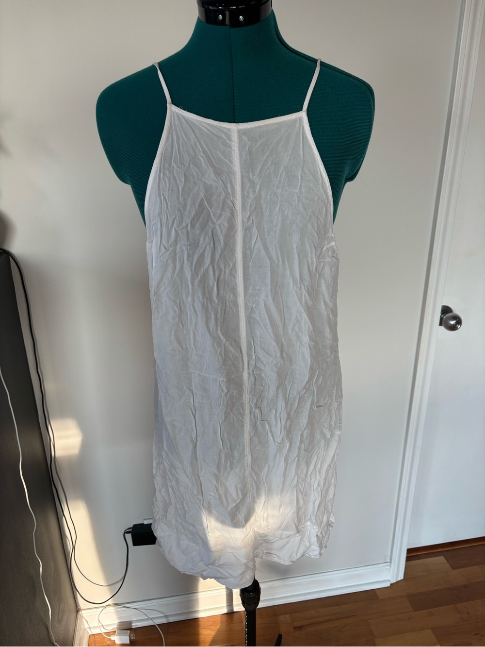 Free People white low back slip cover up, M